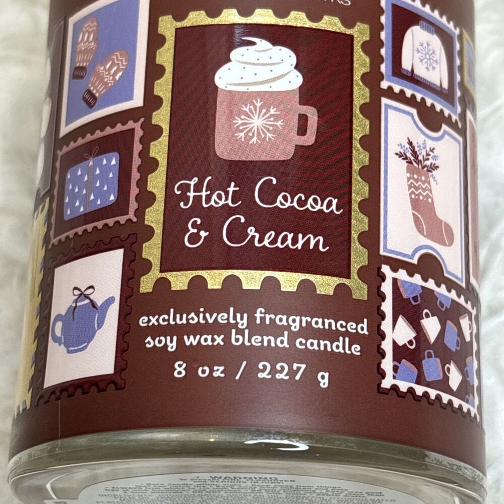 NEW Bath & Body Works Hot Cocoa & Cream Single Wick Scented Candle 8 oz / 227g - Picture 11 of 12